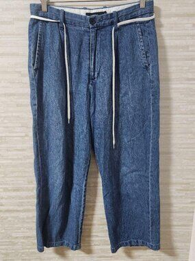 Olover Elastic Waist Drawstring Denim Pants